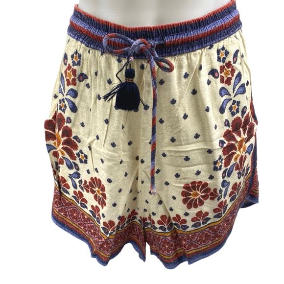 Farm Rio Multicolor Linen Floral Bandana Sleeveless Cami Tank & Shorts Set S/M - Picture 5 of 7